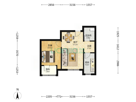 中德生态园沃邦社区一期 1室1厅1卫 59平方