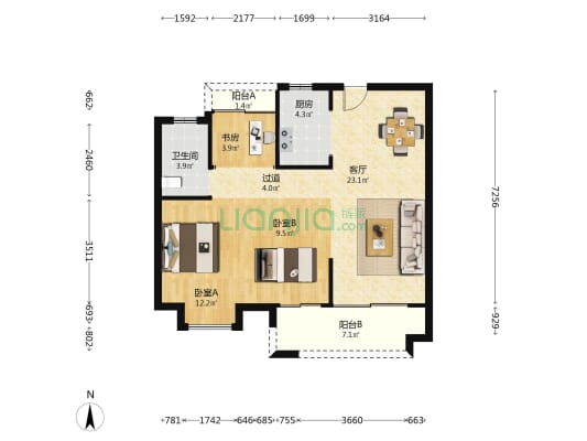 云泊苑 3室1厅1卫 88平方