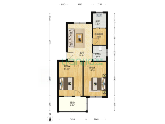 第一人民医院家属院 3室1厅1卫 74平方