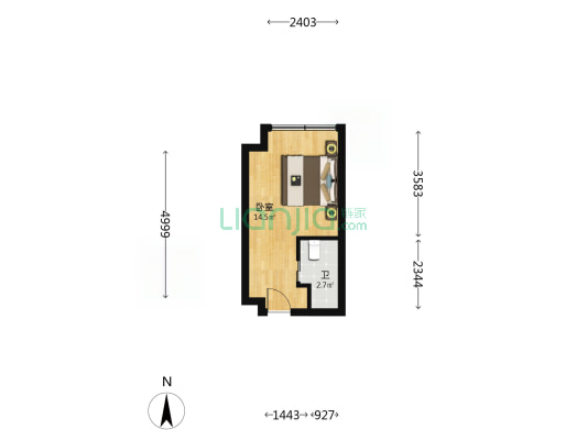 天府万科云城 1室0厅1卫 28平方