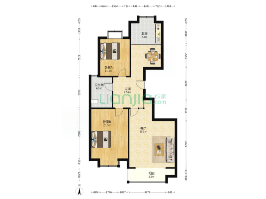 情怡福苑 2室1厅1卫 125平方