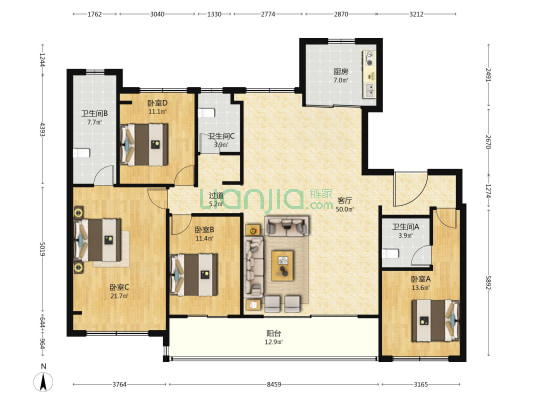 龙湖·御湖境 4室1厅3卫 177平方
