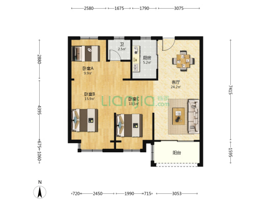 农联家园北区 3室1厅1卫 101平方