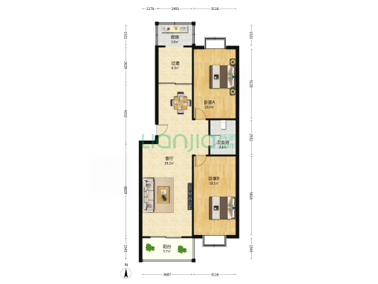 柳阳小区 2室1厅1卫 115平方