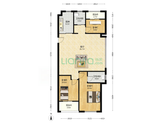 新城旭辉未来海岸 3室1厅2卫 116平方