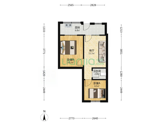 东大院13号 2室1厅1卫 42平方