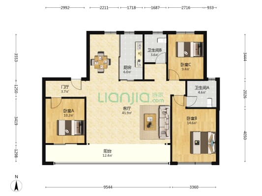 银丰玖玺城上和院（六期） 3室1厅2卫 149平方