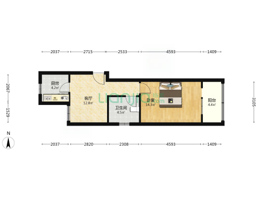 秀兰城市花园 1室1厅1卫 51平方