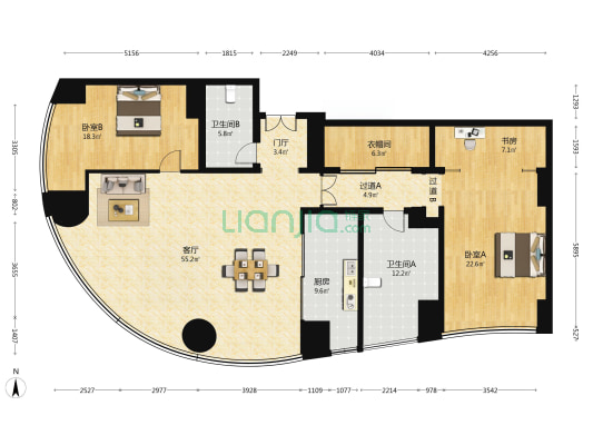 嘉瑞公寓 3室1厅2卫 261平方