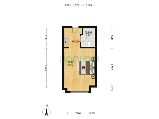 银丰晶品 1室0厅1卫 50平方
