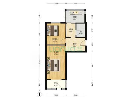 平安南大街61号 2室1厅1卫 62平方