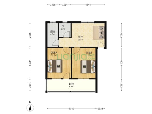 五矿宿舍(天心区) 2室1厅1卫 66平方