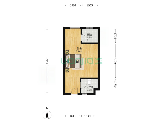 名流美域小区，交通便利，开发区大开间-户型图