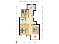 一梯两户，通透两居，简装，房本满二-涿州天地新城户型图
