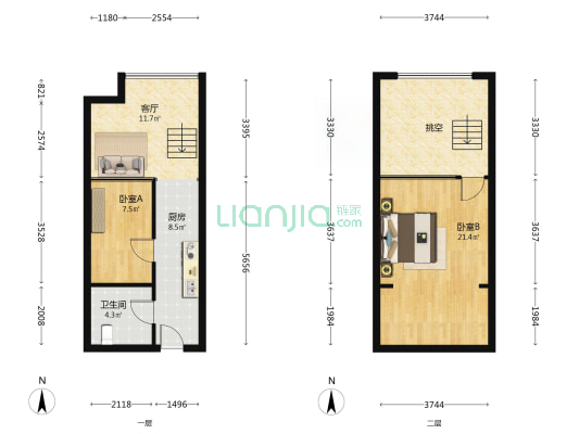 沪润星城 2室1厅1卫 47平方