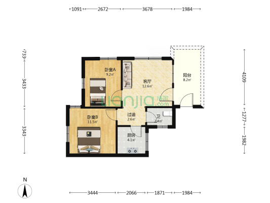 振兴南路 2室1厅1卫 59平方