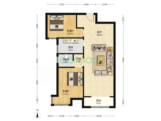 玉兰花园 2室1厅1卫 100平方