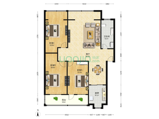 澄湖中路 3室1厅1卫 154平方