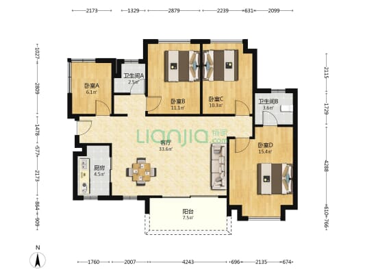 惠阳雅居乐花园四期 4室1厅2卫 118平方
