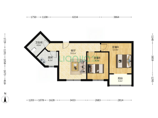 柳董庄福邸南区 2室1厅1卫 74平方