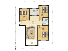 鹏渤印象城牛津花园 3室2厅 南 北-涿州鹏渤印象城牛津花园户型图