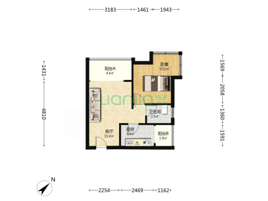 锦西人家一区 1室1厅1卫 47平方