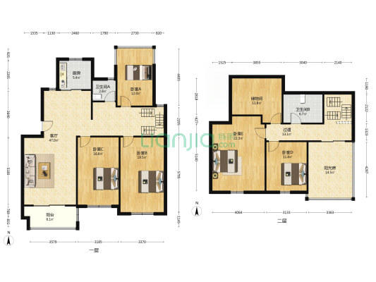 中天品苑西区 5室1厅2卫 125平方