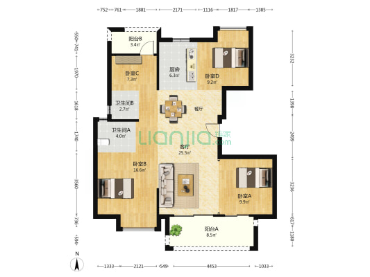 正荣巨成金山洋房 4室1厅2卫 114平方