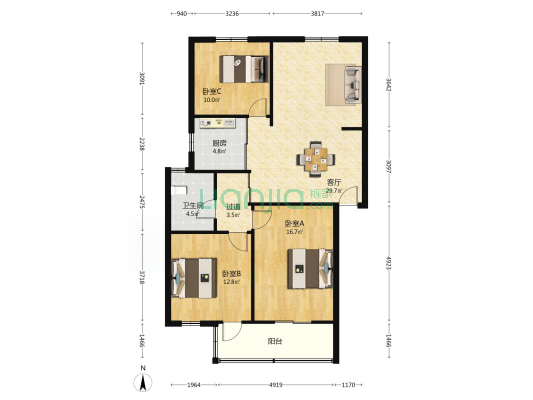 绿杨三村 3室1厅1卫 100平方