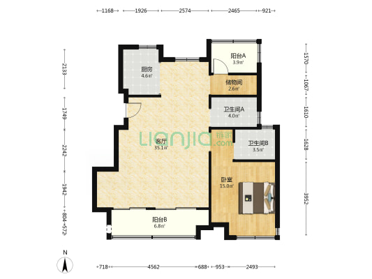 徽创金悦江南郡 1室1厅2卫 97平方