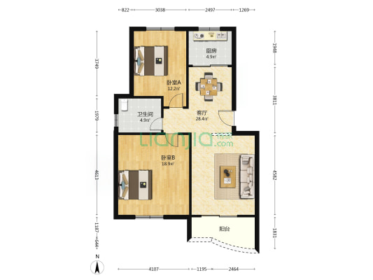 秀水佳园 2室1厅1卫 92平方