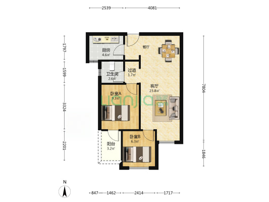 佳源名门橙邦雅橙苑 2室1厅1卫 73平方