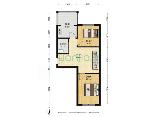 花溪林语 2室1厅1卫 62平方