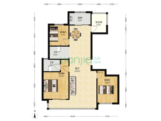 保利恒伟时光印象 3室1厅2卫 120平方