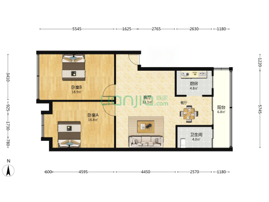 吉祥苑 2室1厅1卫 96平方