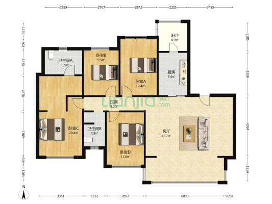 朗基香樾府 4室1厅2卫 149平方