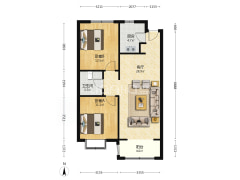 此房为南北两居，格局好，楼层无遮挡，视野开阔-涿州鹏渤新加坡花园户型图
