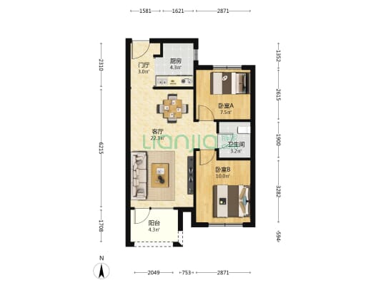 霸州佳兆业悦峰 2室1厅1卫 80平方