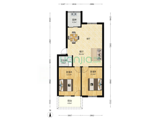 五四路人民银行单位宿舍 2室1厅1卫 78平方