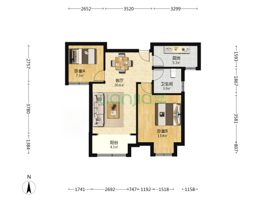 山潘新苑 2室1厅1卫 77平方