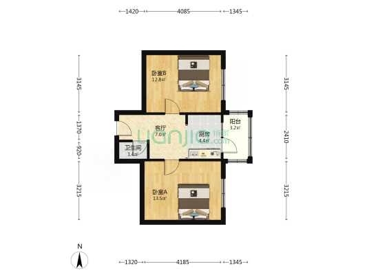 嘉陵北里 2室1厅1卫 52平方