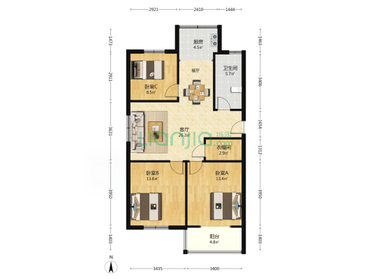 城西家园 3室1厅1卫 97平方