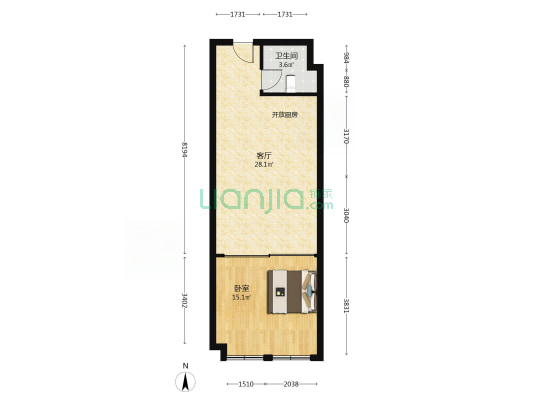 约克时代 1室1厅1卫 70平方