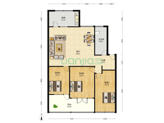 闵子骞路12号 3室1厅1卫 169平方