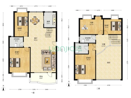 阳光嘉园 5室1厅3卫 190平方