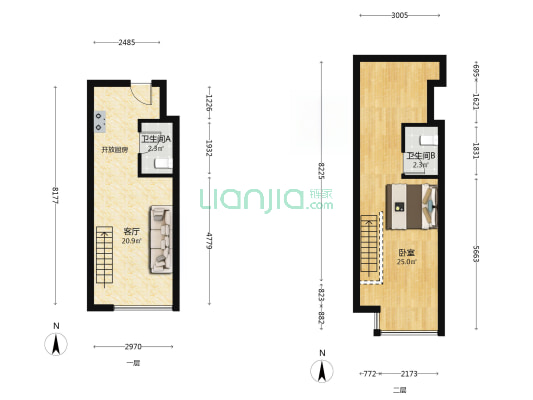江泰美寓 1室1厅2卫 34平方