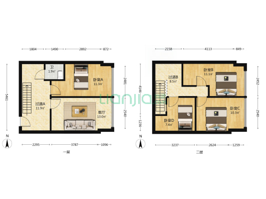 中铁西城一期 4室1厅1卫 48平方