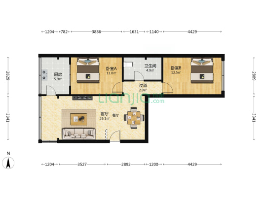 甘肃外贸畜产制品厂家属院新楼 2室1厅1卫 80平方