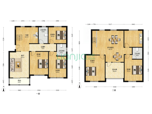 玉盘家园三区 7室1厅3卫 194平方