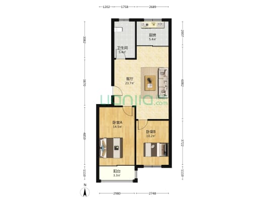 丰台家园 2室1厅1卫 79平方